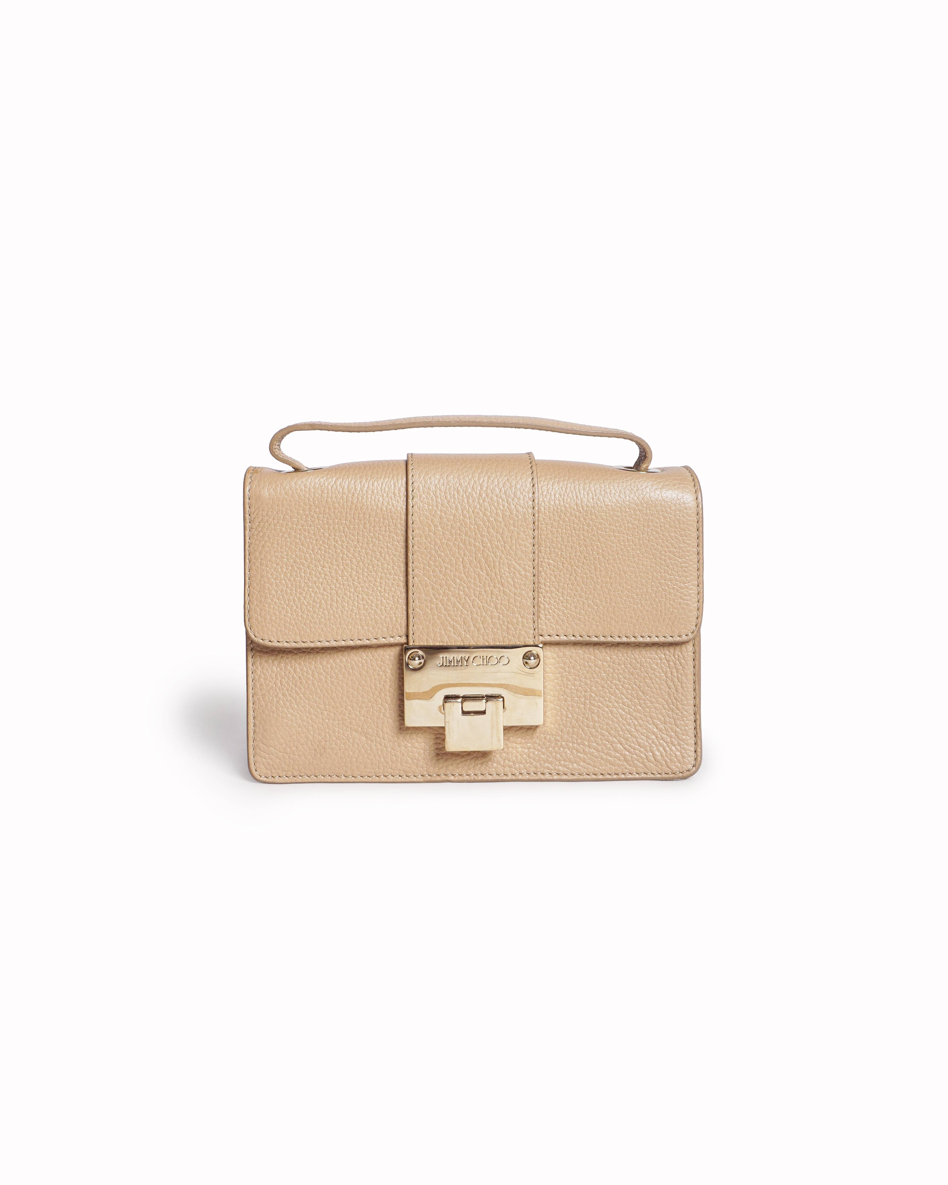 Jimmy Choo Beige Pebbled Leather Rebel Crossbody Bag