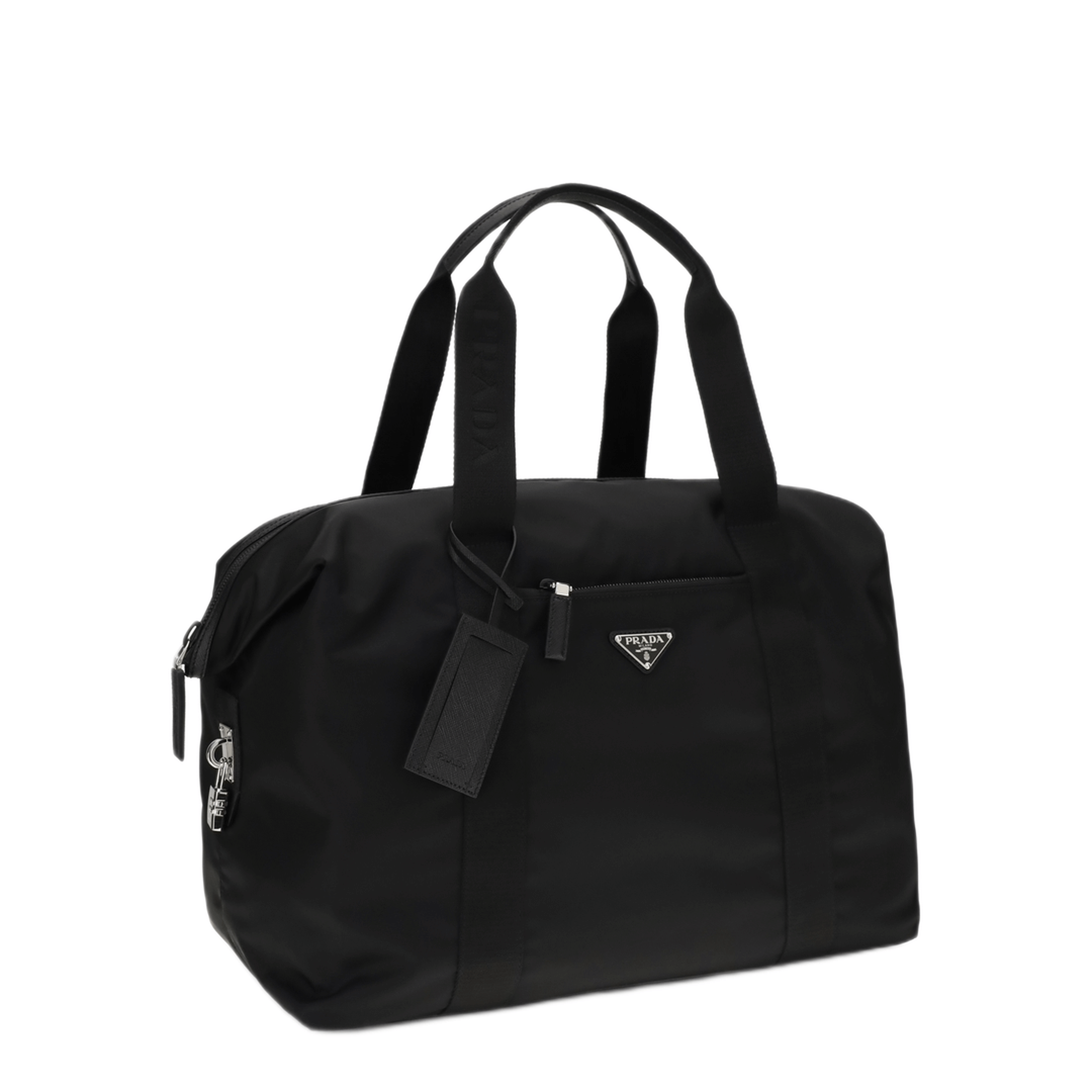 Prada Medium Re - Nylon & Saffiano Leather Duffle Bag - Nero