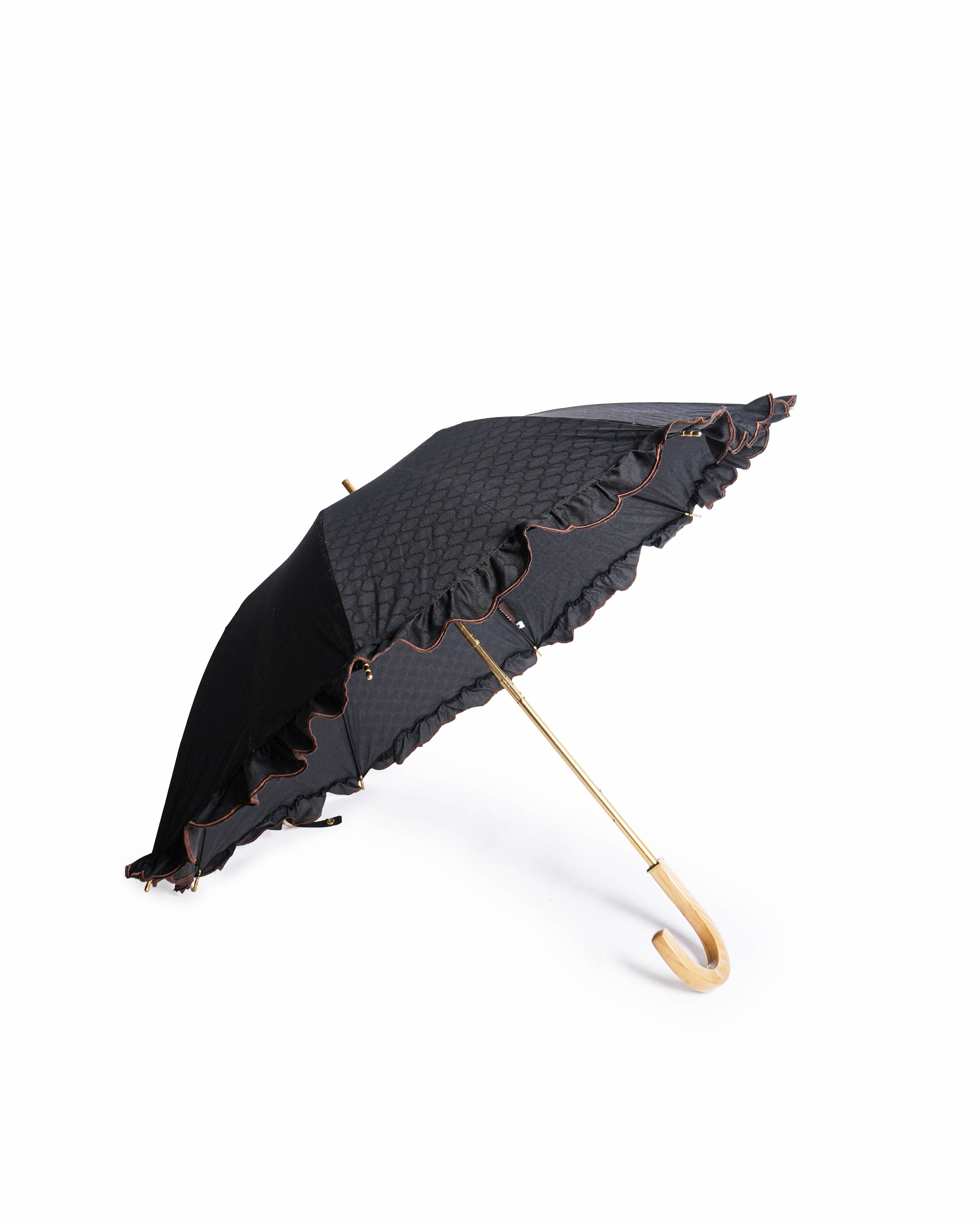 Celine Frill Detailed Umbrella In Black