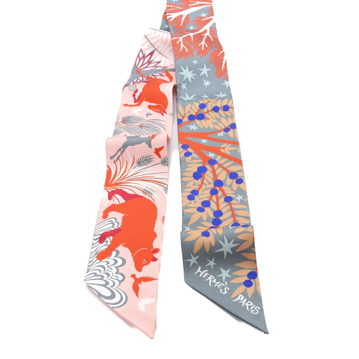 Hermes Silk Le Charme D Orphee Twilly Gris Acier Rose Poudre