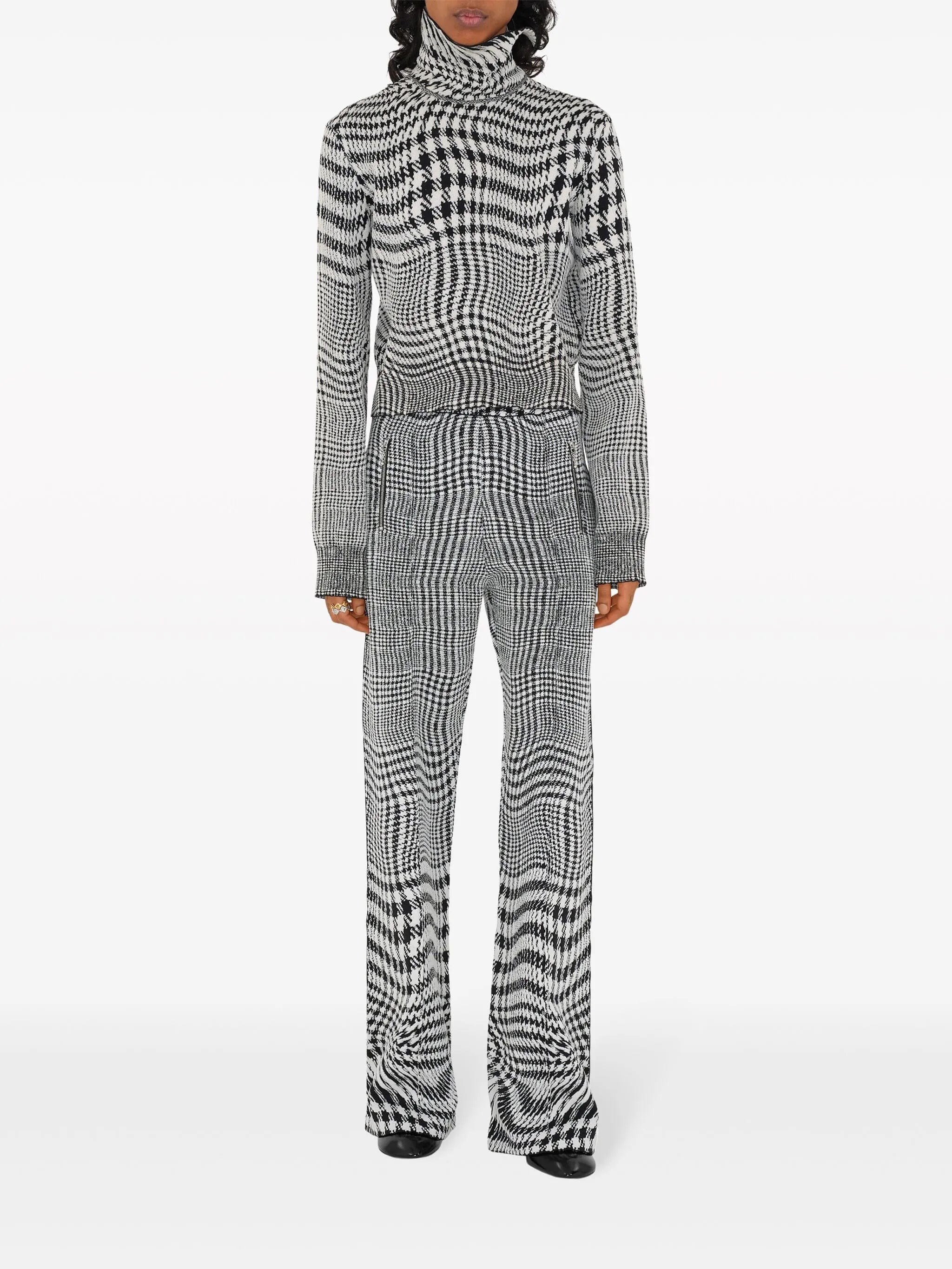 Burberry warped houndstooth jacquard trousers