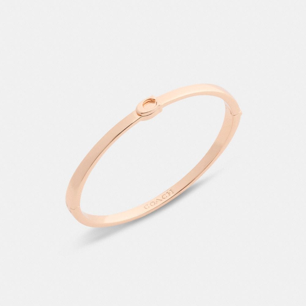 Coach Thin Signature Hinged Bangle Rose Gold