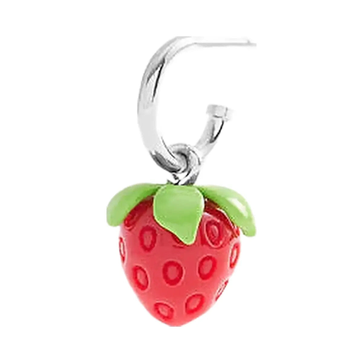 Coach Strawberry Huggie Earrings Silver - Red