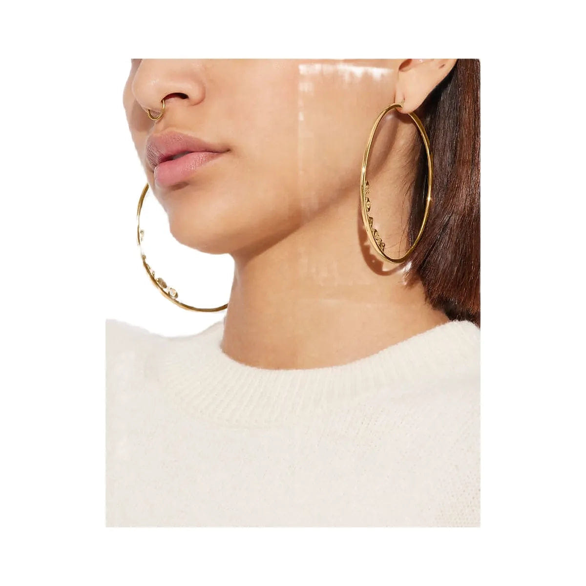 Coach Signature Large Hoop Earrings Gold