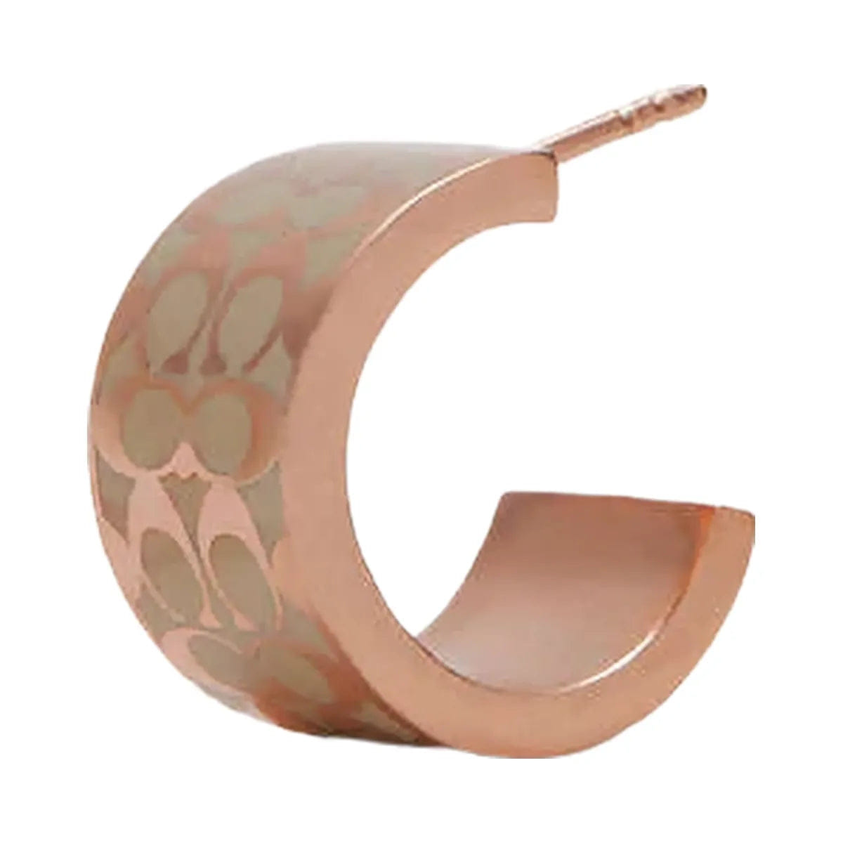 Coach Signature Enamel Huggie Earrings Rose Gold - Chalk