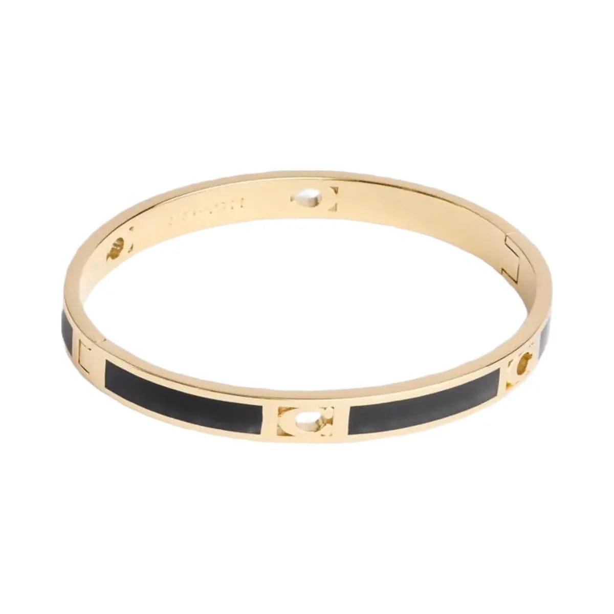 Coach Signature Enamel Bangle Gold Black