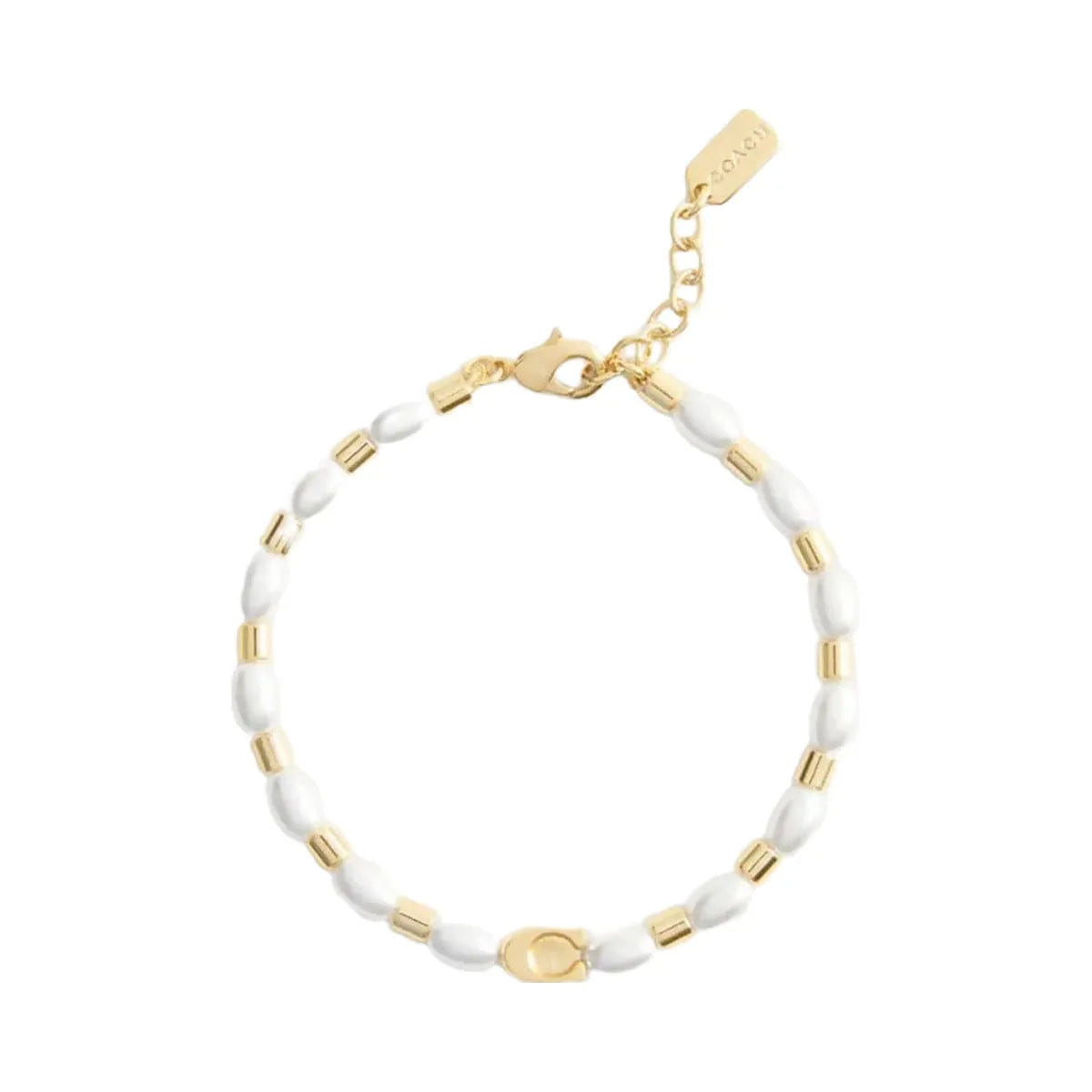 Coach Pearls And Beads Linear Bracelet Gold Pearl