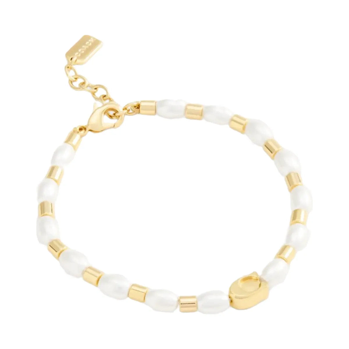 Coach Pearls And Beads Linear Bracelet Gold Pearl