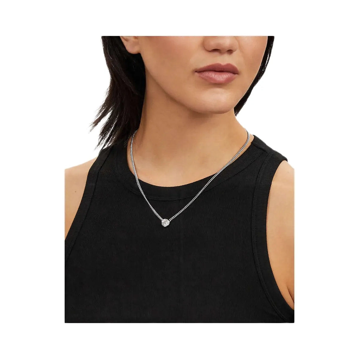 Coach Open Circle Chain Pendant Necklace Silver