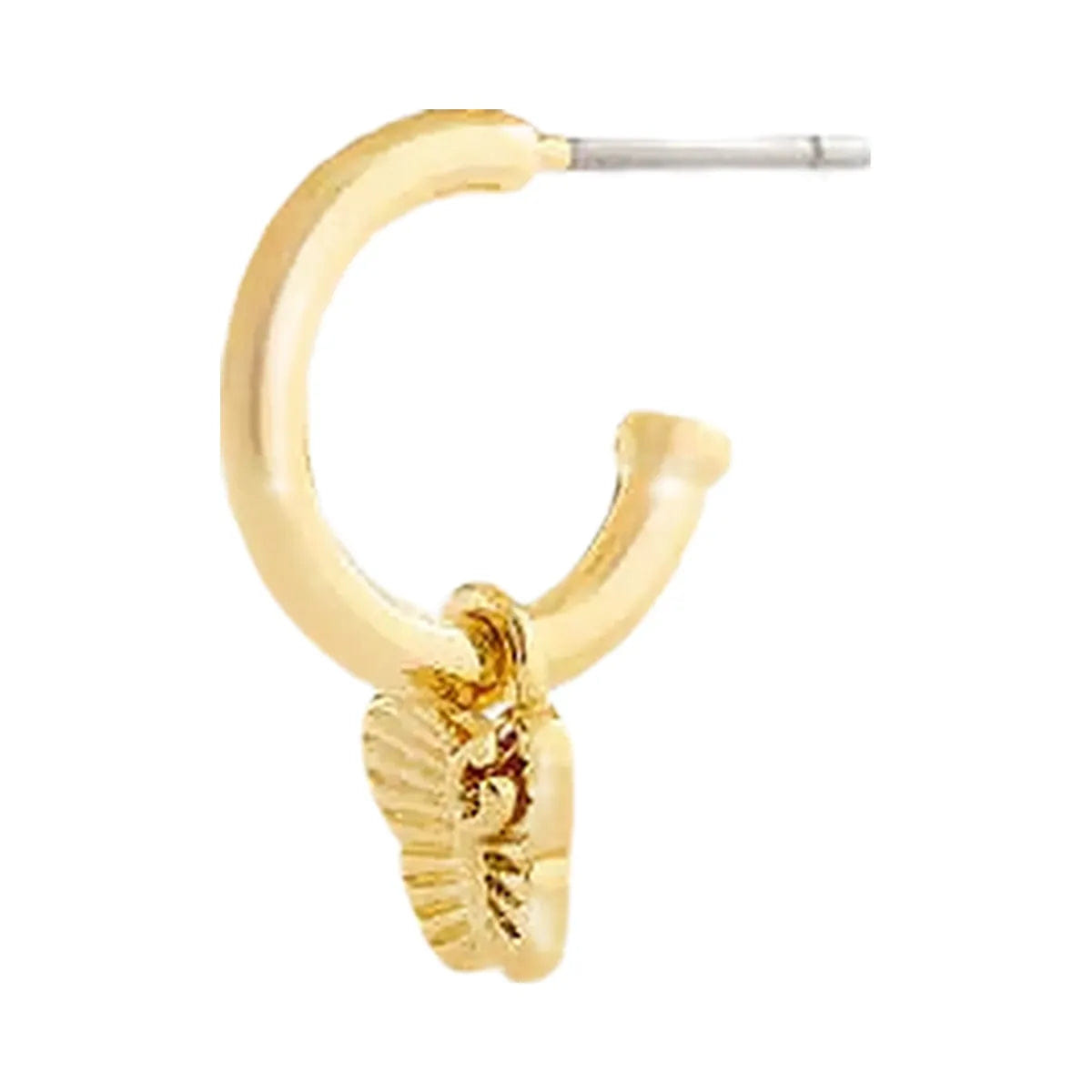 Coach Mini Butterfly Charm Hoop Earrings Gold