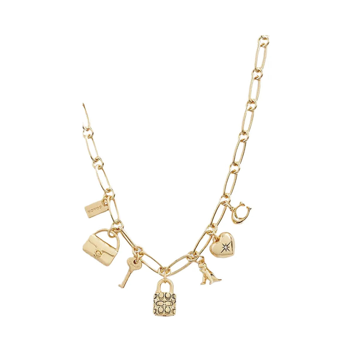 Coach Iconic Charm Chain Necklace Plated Brass - Gold