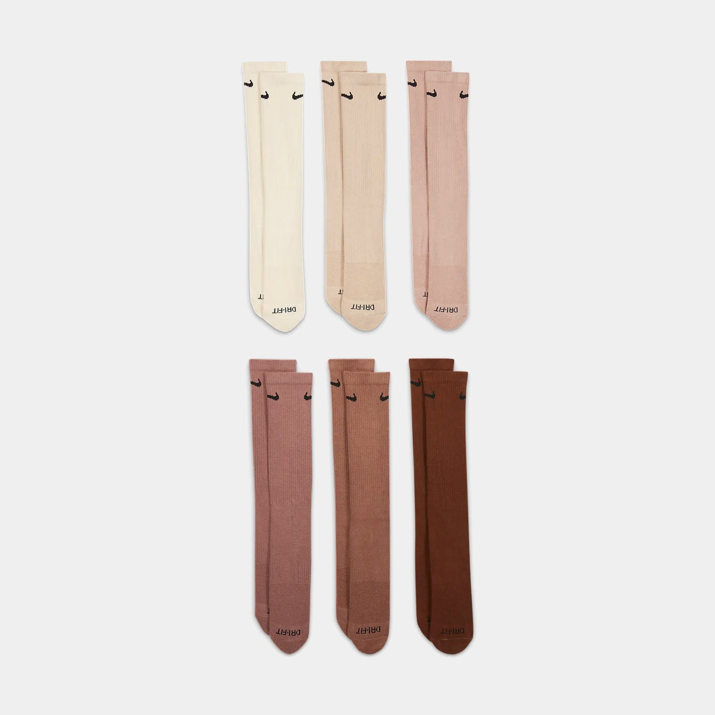 Nike 6 pack Everyday Cushion Crew Mens Socks (Brown/Beige)