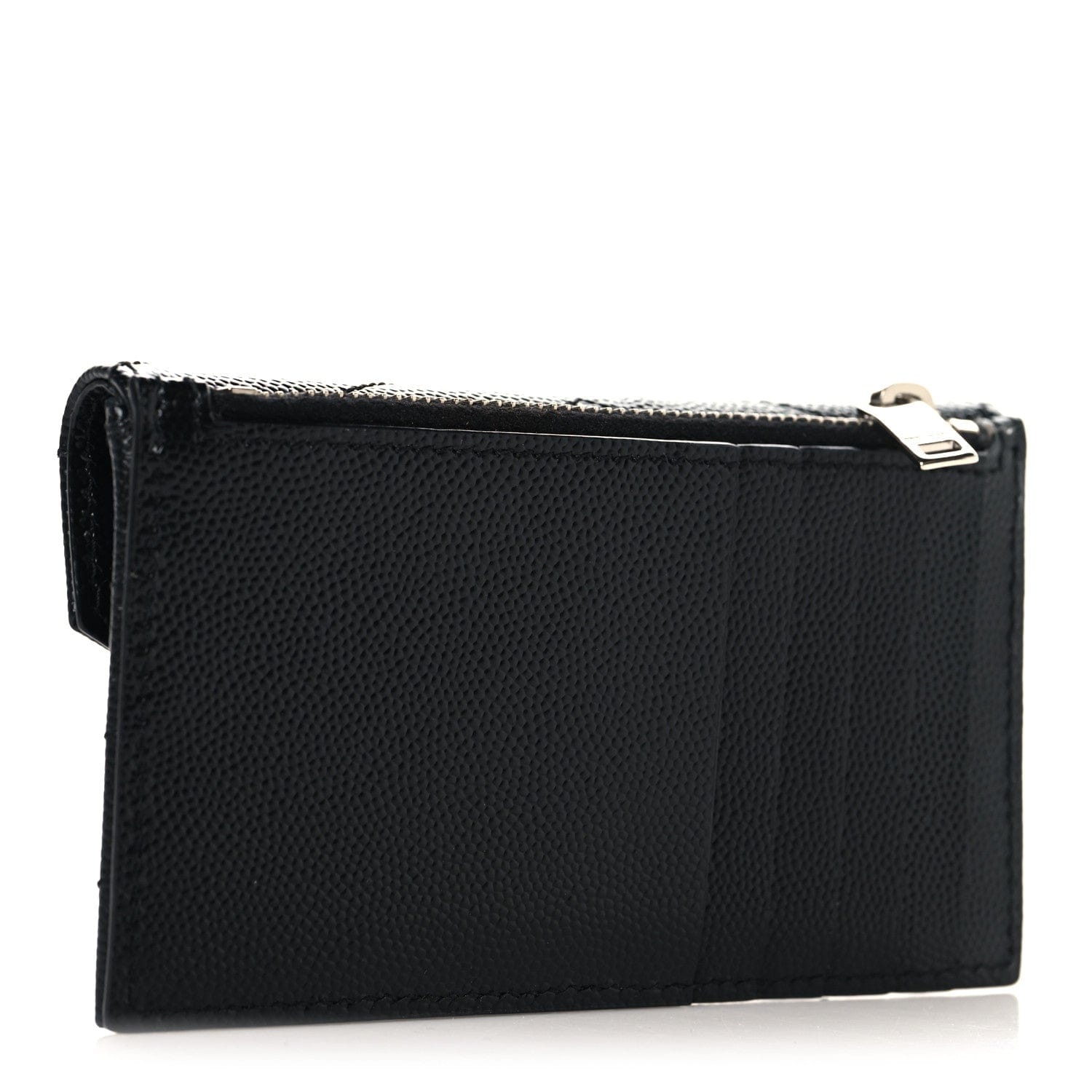 Saint Laurent Grain De Poudre Matelasse Chevron Monogram Compact Wallet Black