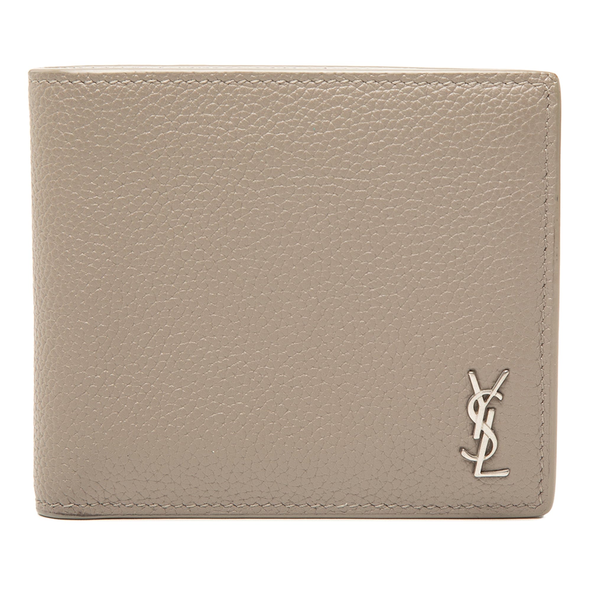 Saint Laurent Grained Leather Tiny Cassandre Bifold Wallet