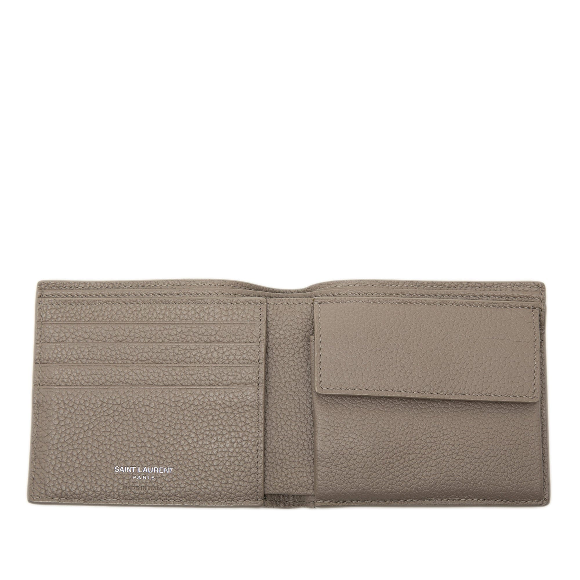 Saint Laurent Grained Leather Tiny Cassandre Bifold Wallet