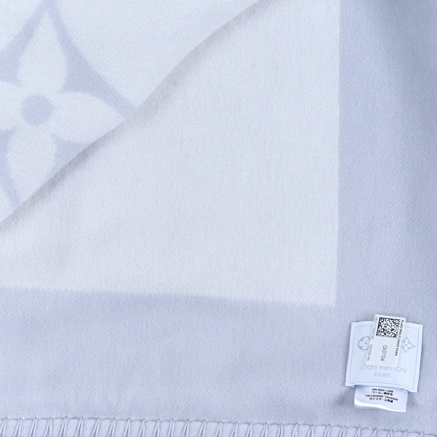 Louis Vuitton Wool Cashmere Plaid Monogram Blanket Light Purple