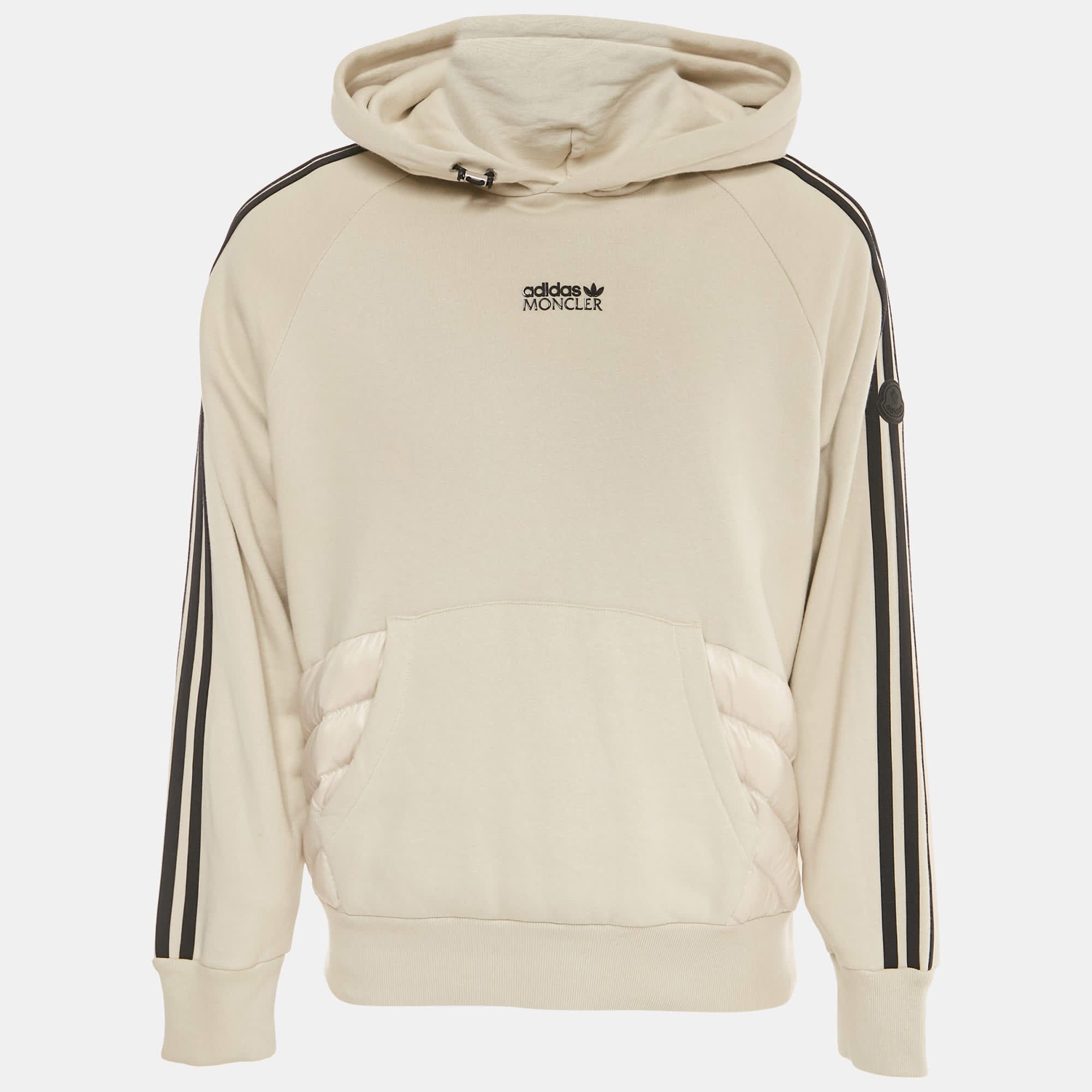 Moncler x Adidas Grey Cotton And Puffer Trim Hoodie