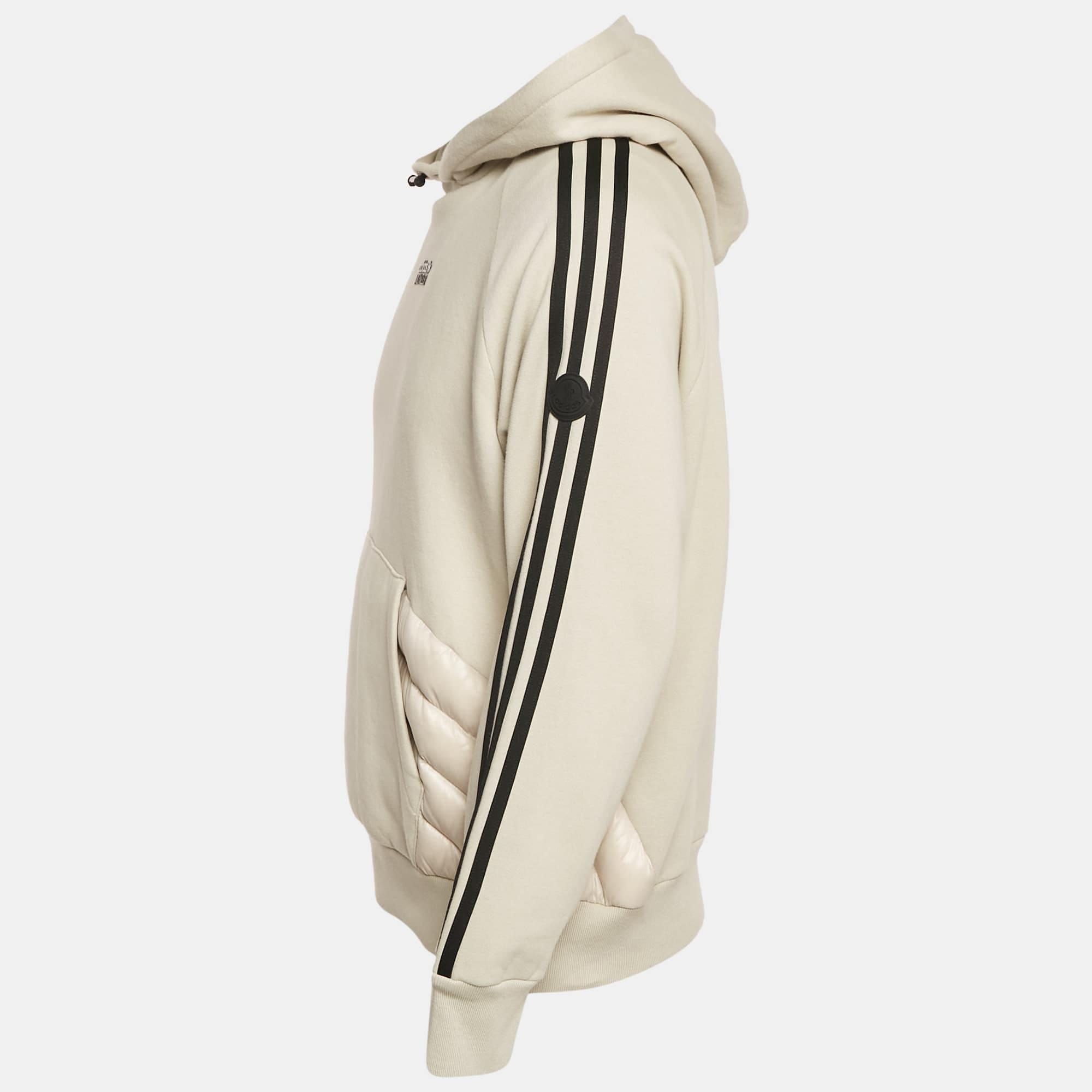 Moncler x Adidas Grey Cotton And Puffer Trim Hoodie