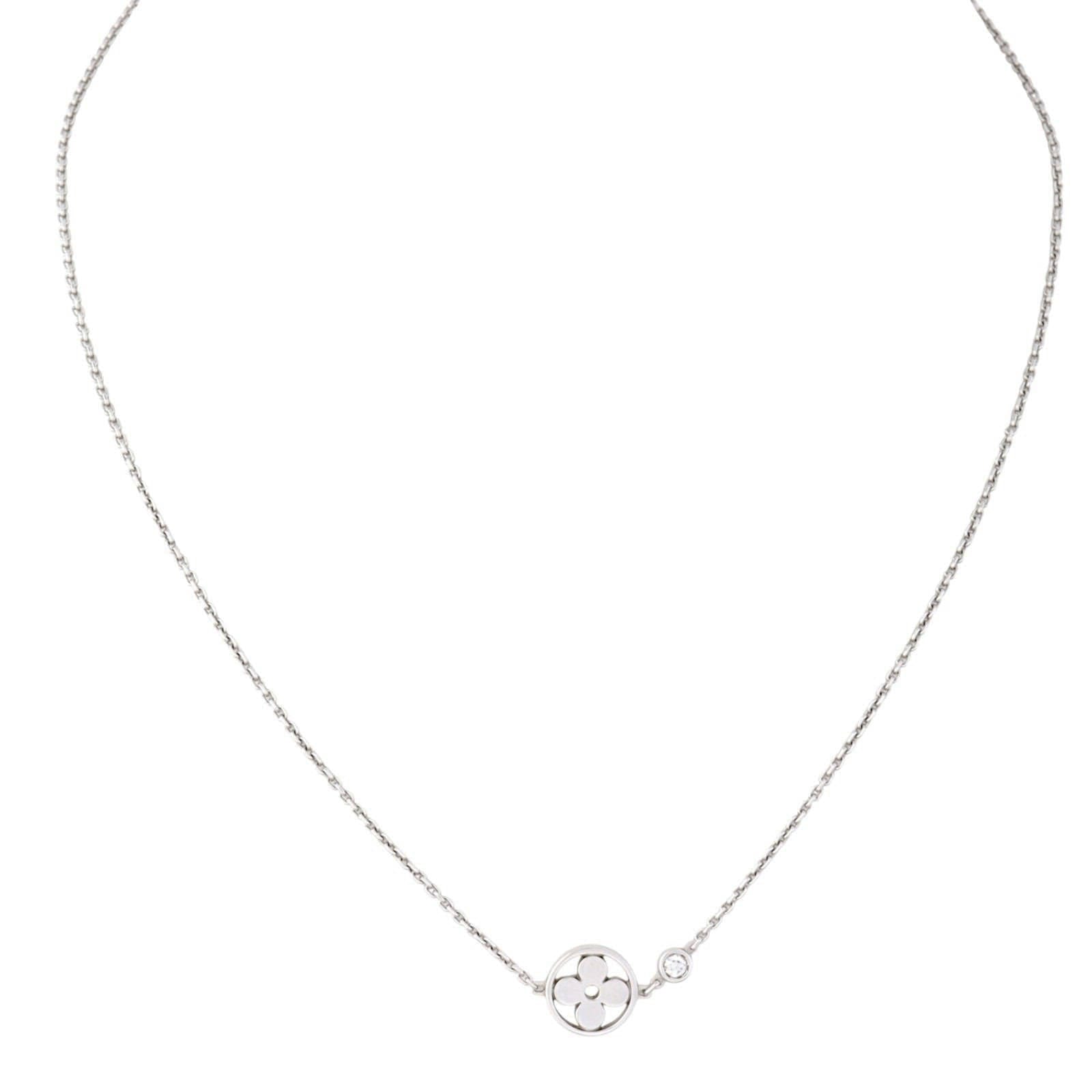 Louis Vuitton Idylle Blossom Diamond 18k White Gold Pendant Necklace