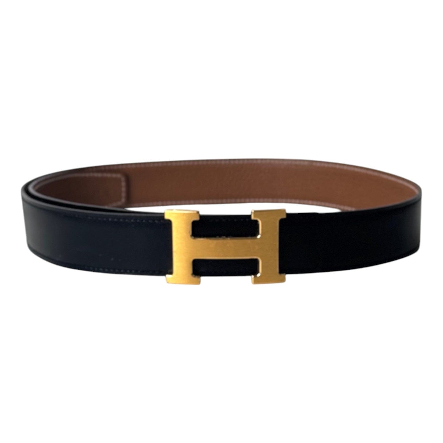 Hermes Classic H Belt Gold Black with Gold Buckle - 80 cm