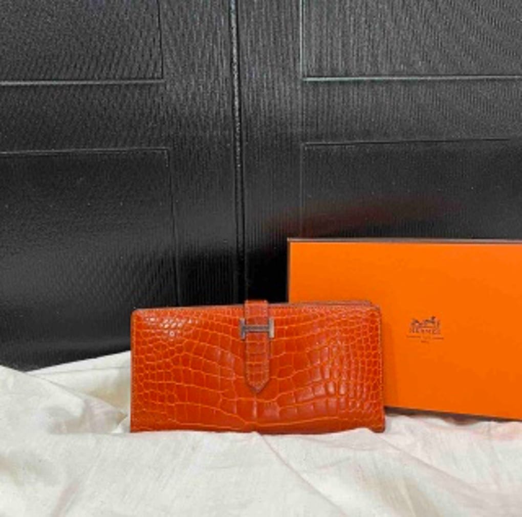 Hermes Bearn Long Wallet in Crocodile Skin (T) US651828