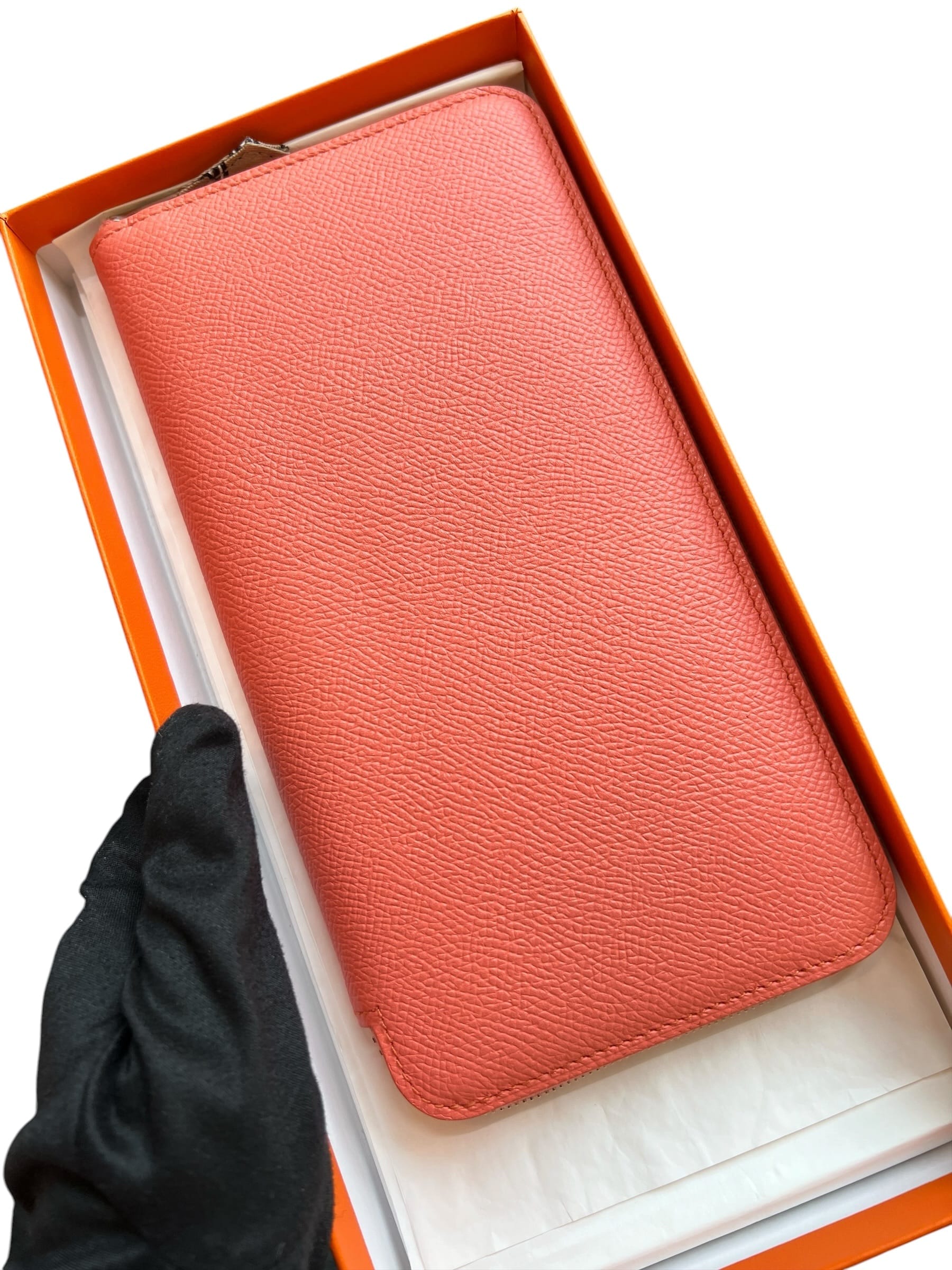 Hermes Silk In Wallet Flamingo Epsom PHW #R SSLG1035