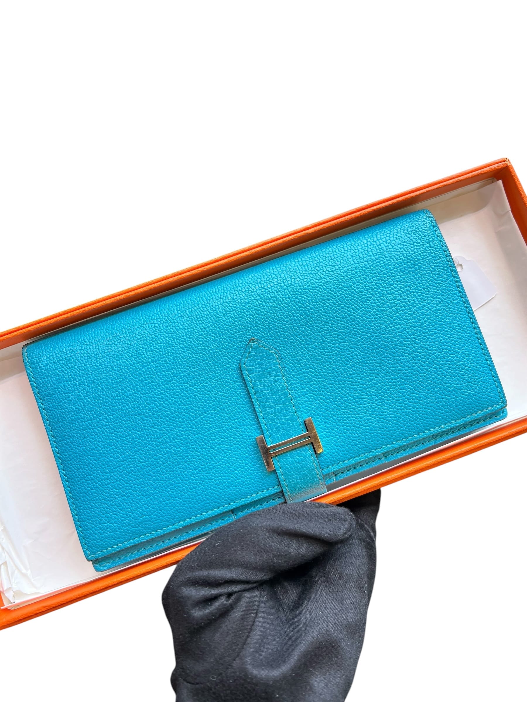 Hermes Bearn Wallet Turquoise Chevre PHW SSLG1017