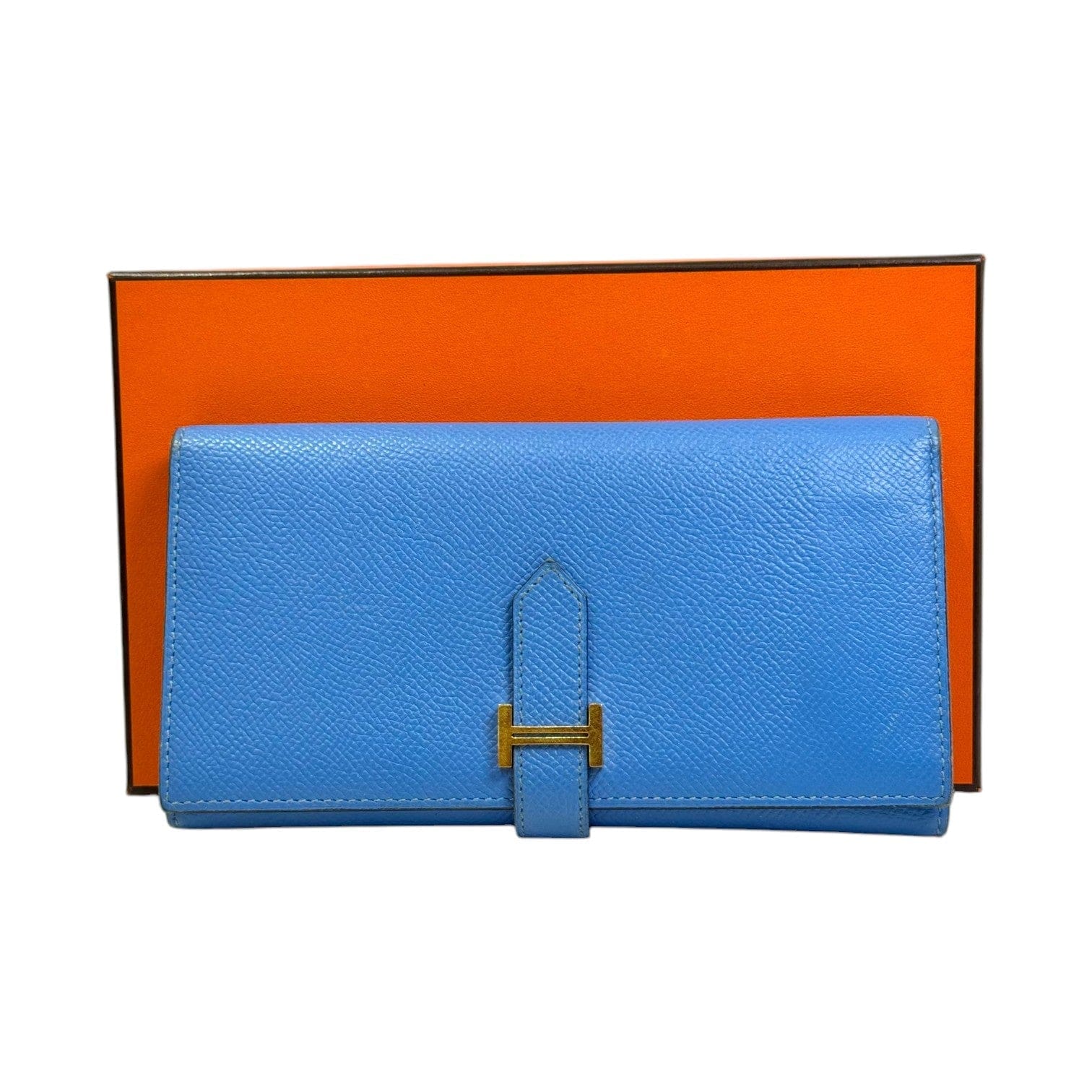 Hermes Bearn Long Fold Wallet Blue/Gold