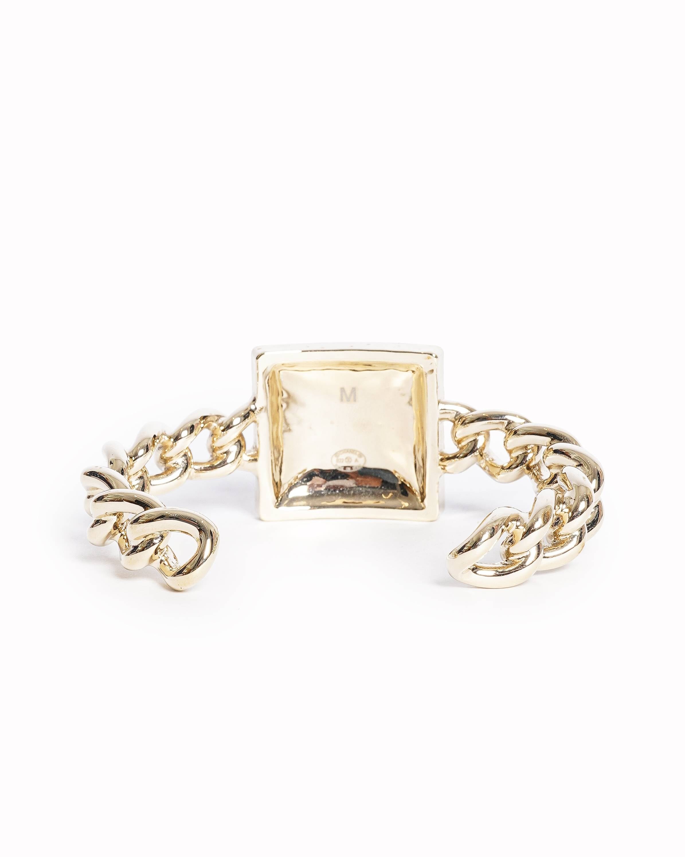 Chanel cc black enamel chain bangle cuff
