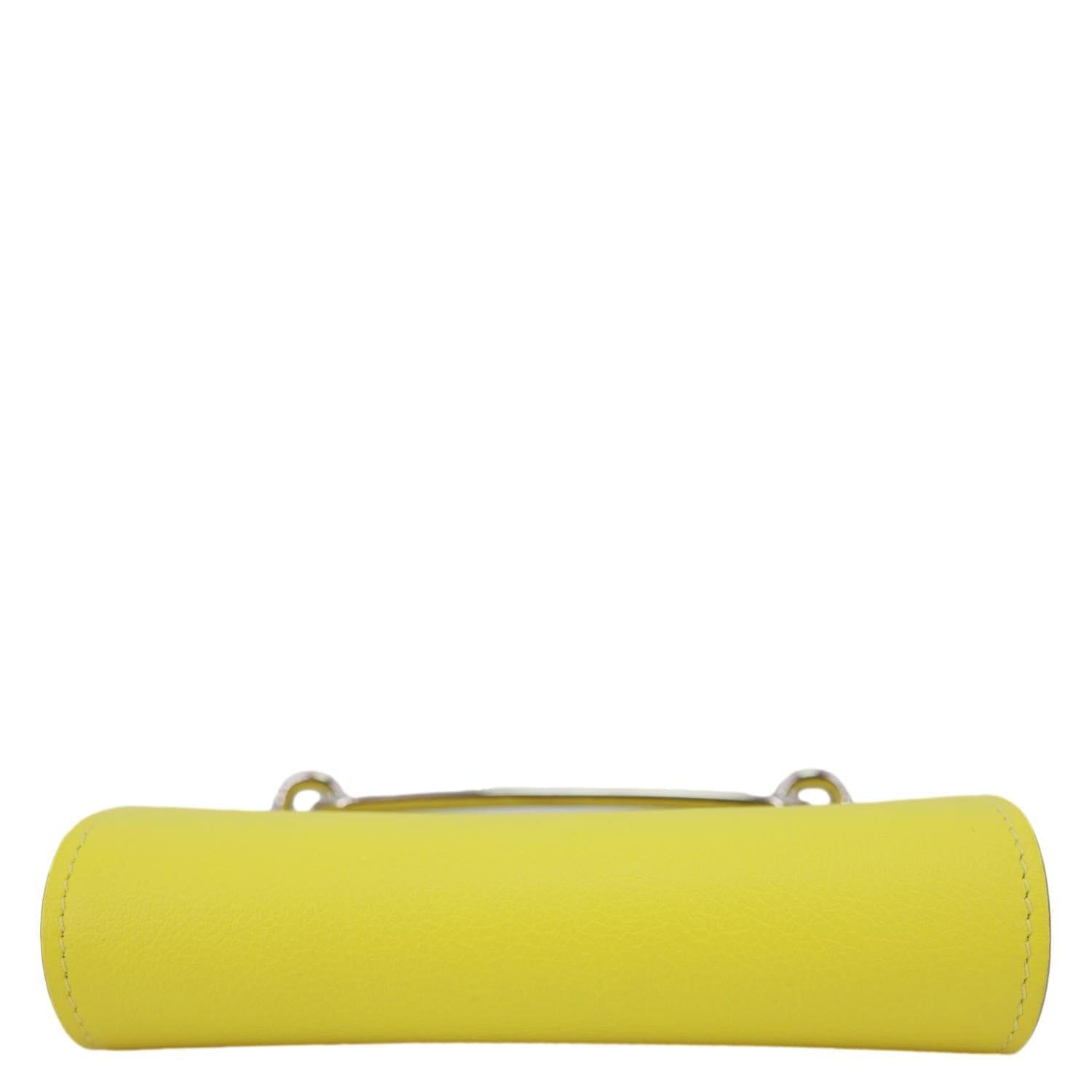 HERMES Roulis Slim Evercolor Mini Pebbled Calfskin Leather Wallet Lime Yellow