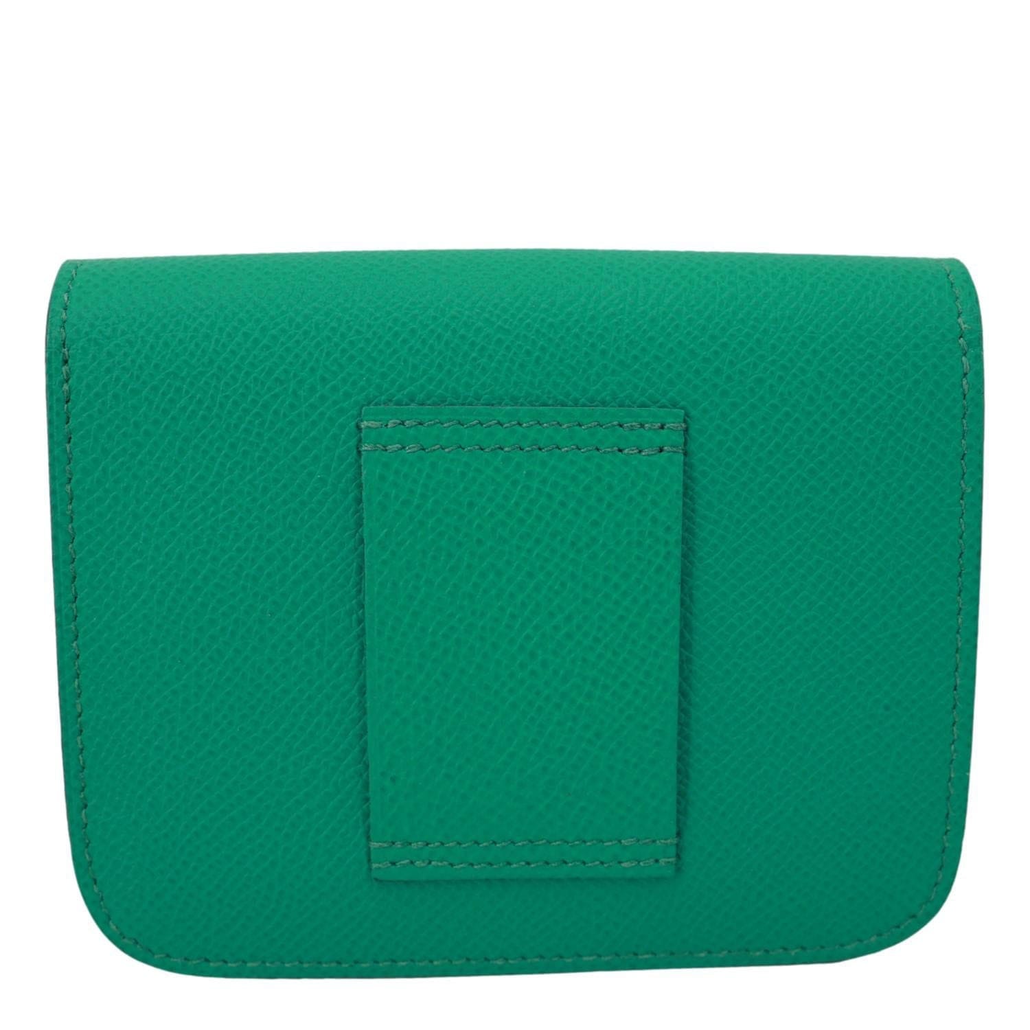 HERMES Constance Slim Grained Calfskin Leather Wallet Vert Vertigo
