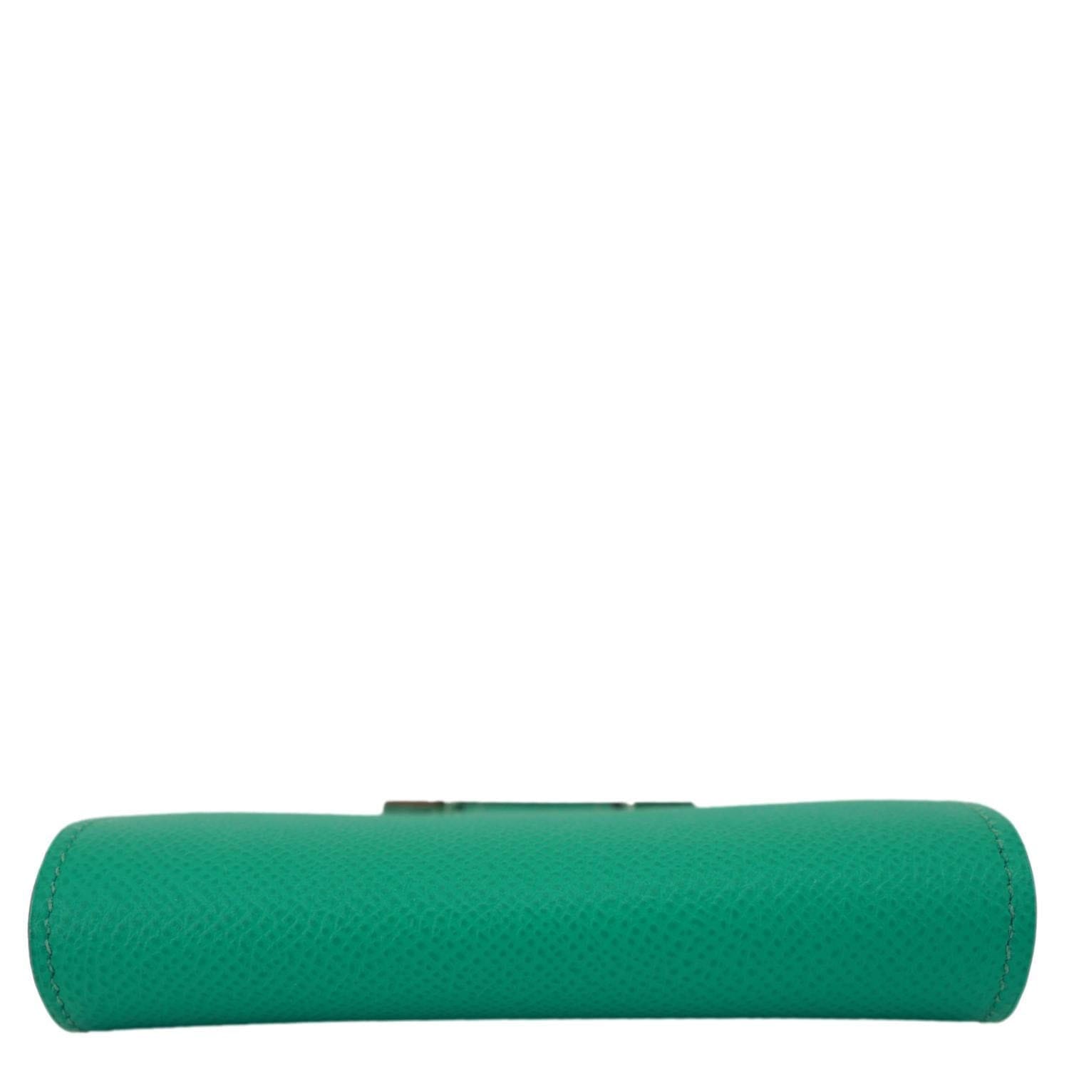 HERMES Constance Slim Grained Calfskin Leather Wallet Vert Vertigo