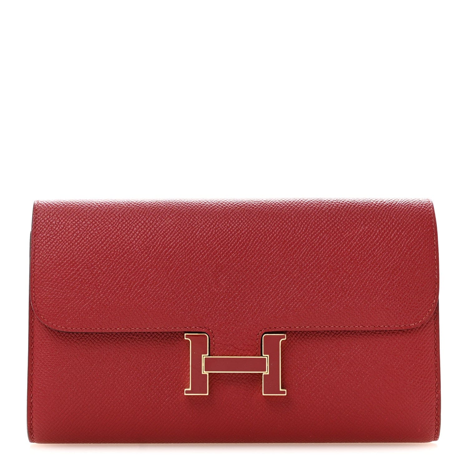 Hermes Epsom Enamel Constance Long Wallet Rouge Grenat