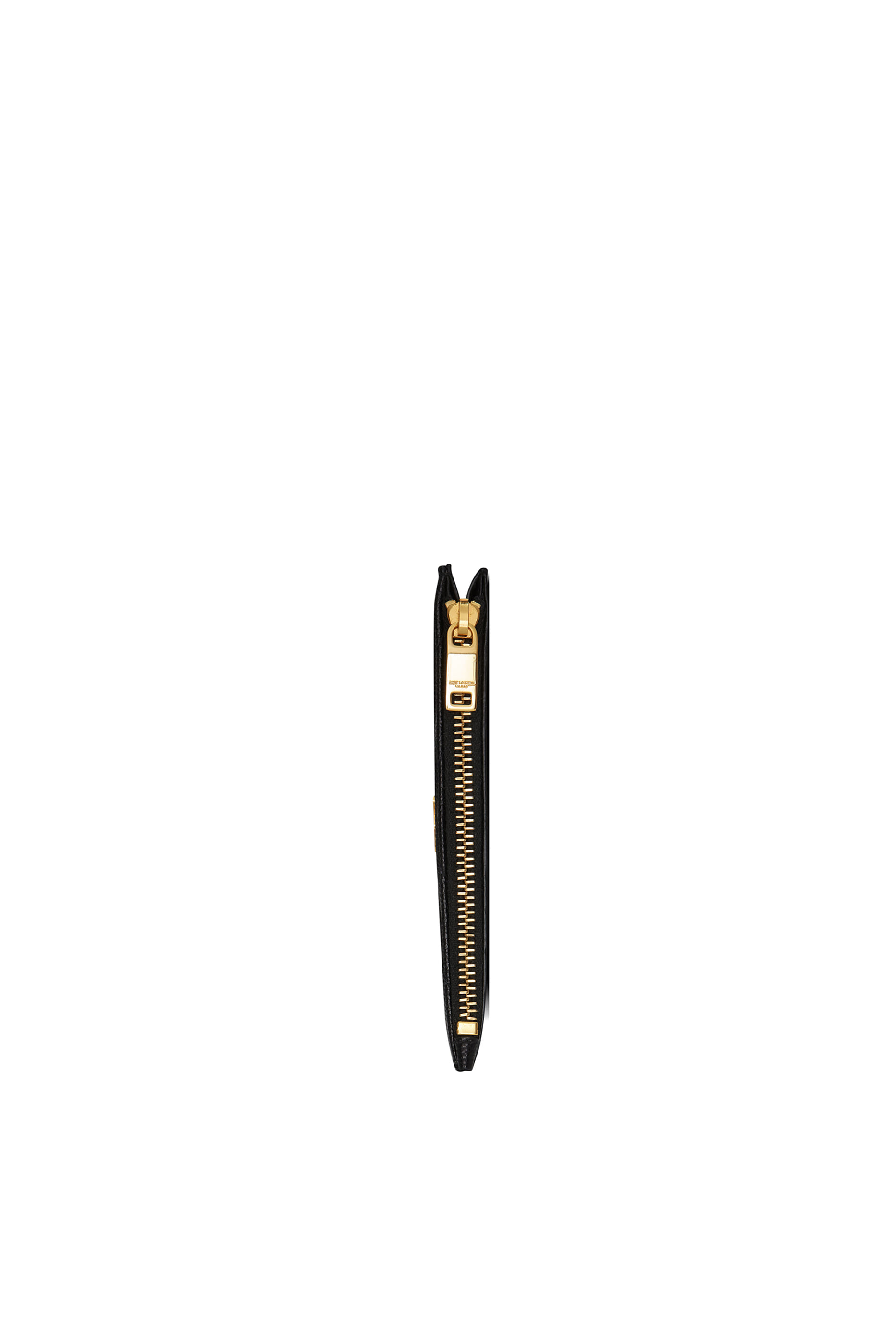 Saint Laurent Monogram Fragments Zippered Card Case in Grain de Poudre Embossed Leather
