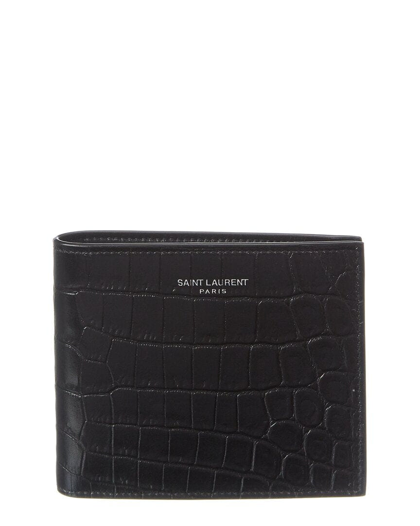 Saint Laurent East/West Croc - Embossed Leather Wallet