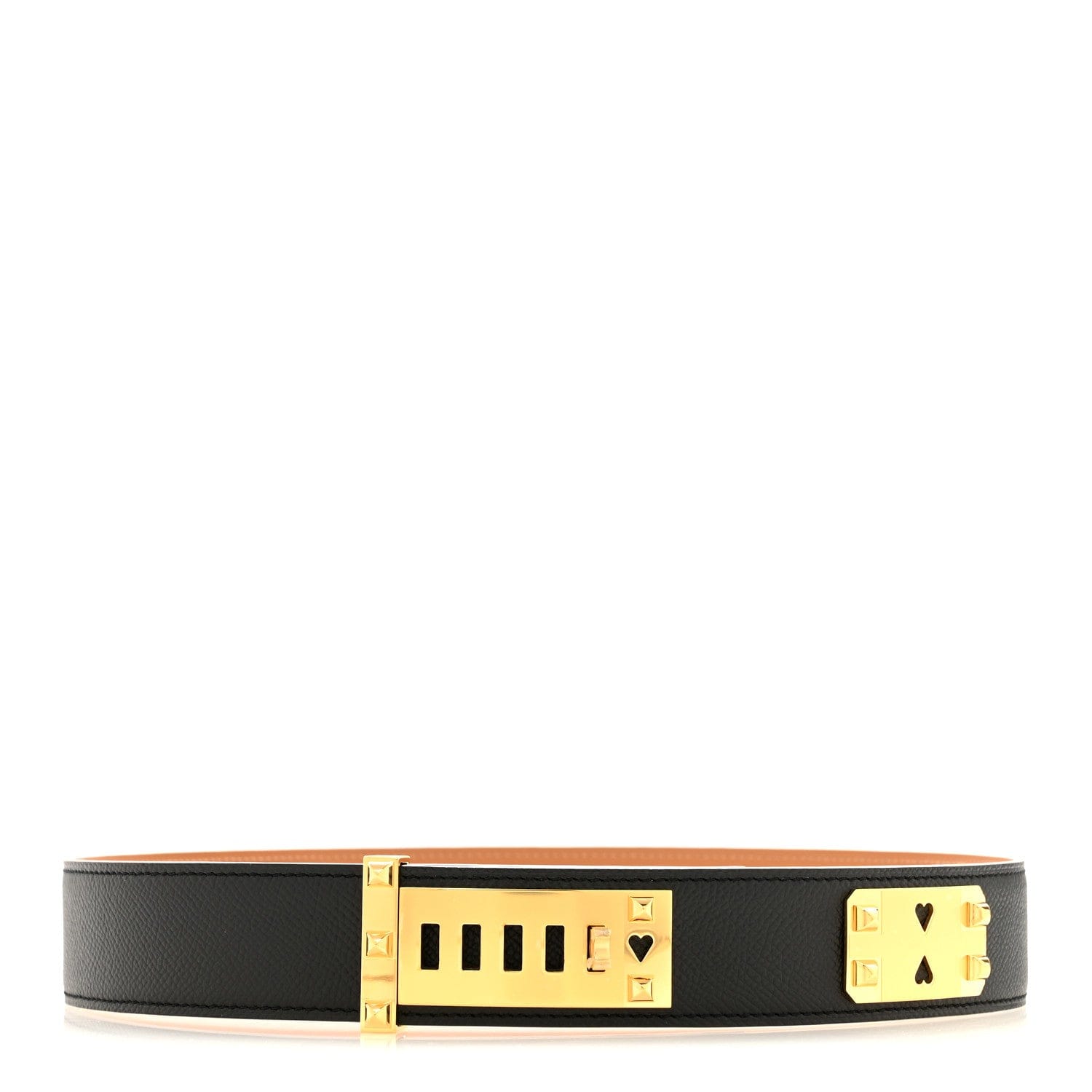 Hermes Epsom 35 mm Collier de Chien As De Coeur 75 30 Black Gold