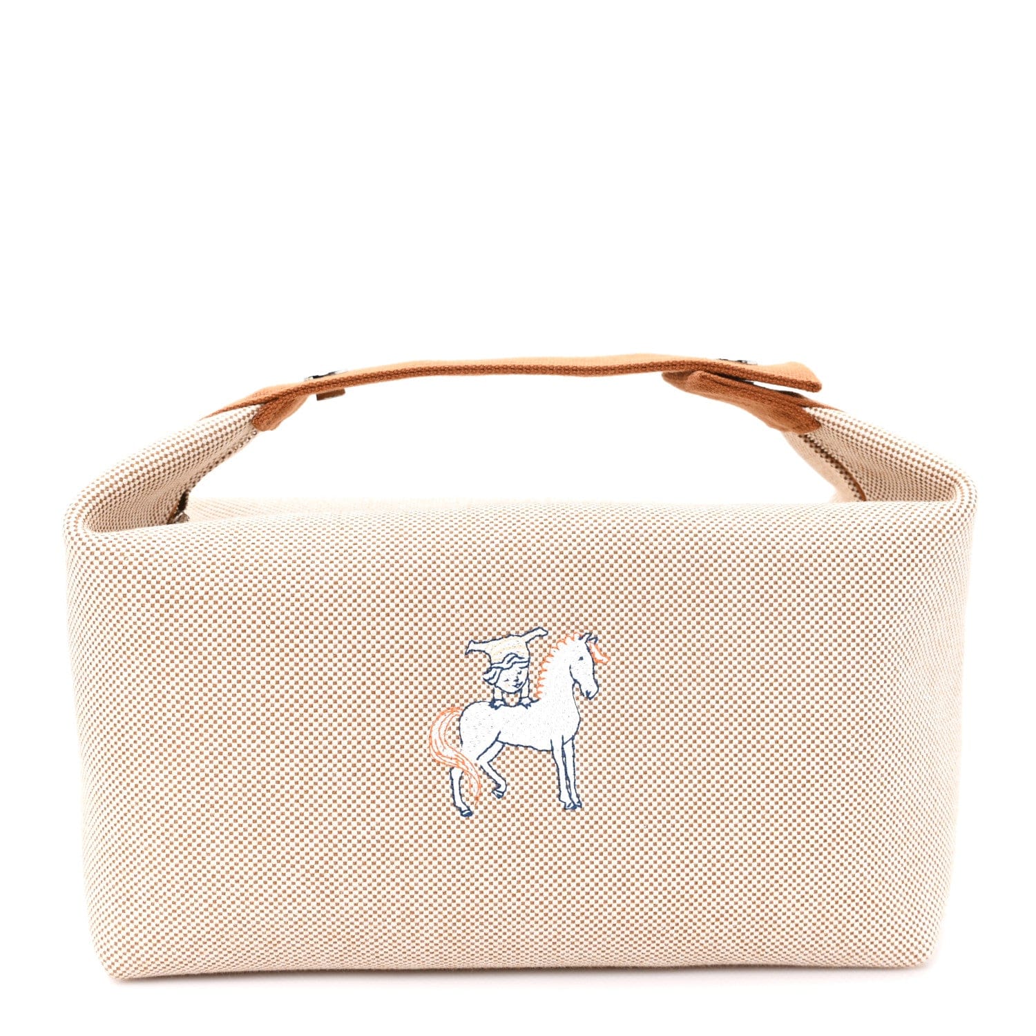 Hermes Canvas Large Bride - A - Brac Cabriole Case Biscuit