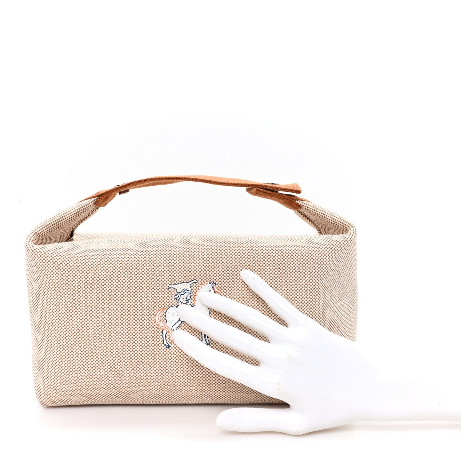 Hermes Canvas Large Bride - A - Brac Cabriole Case Biscuit