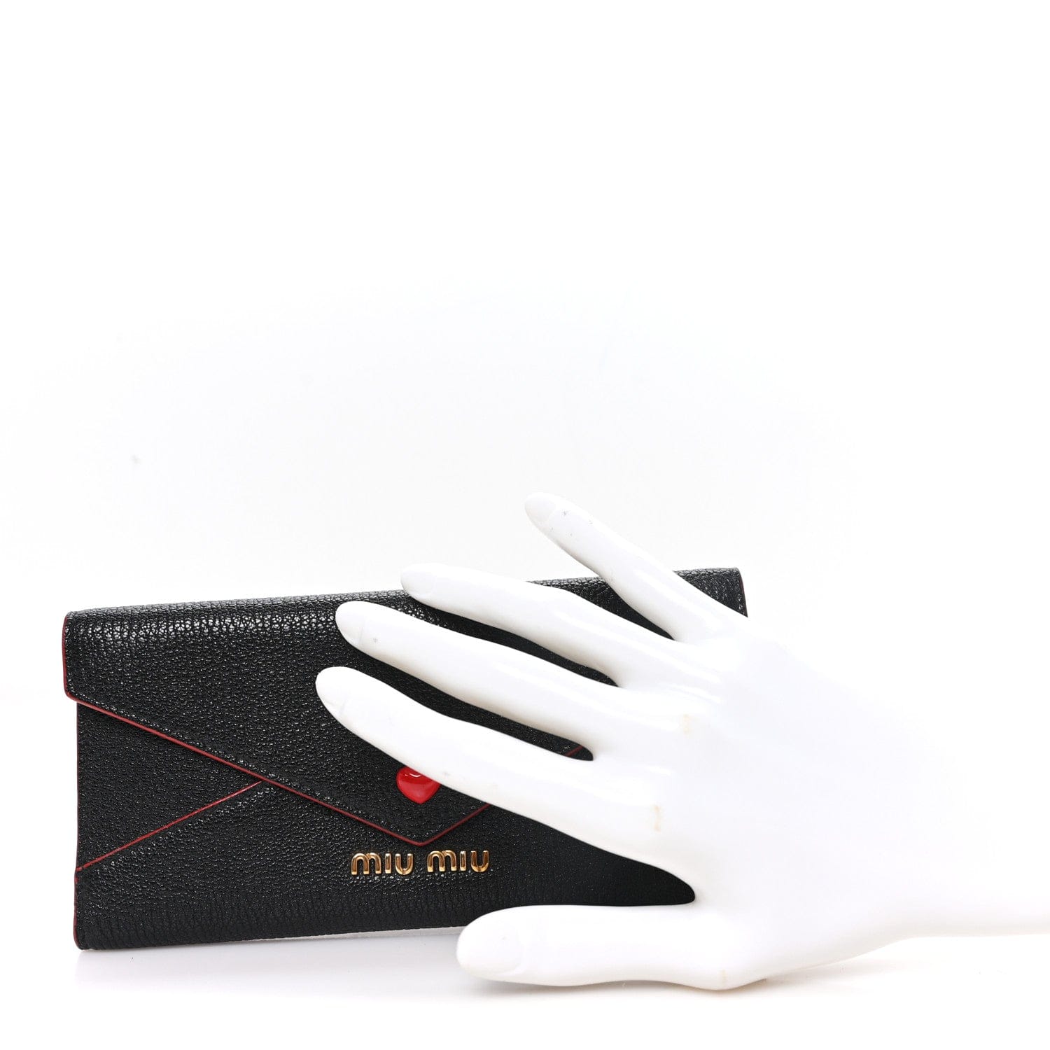 Miu Miu Goatskin Madras Love Envelope Wallet Black