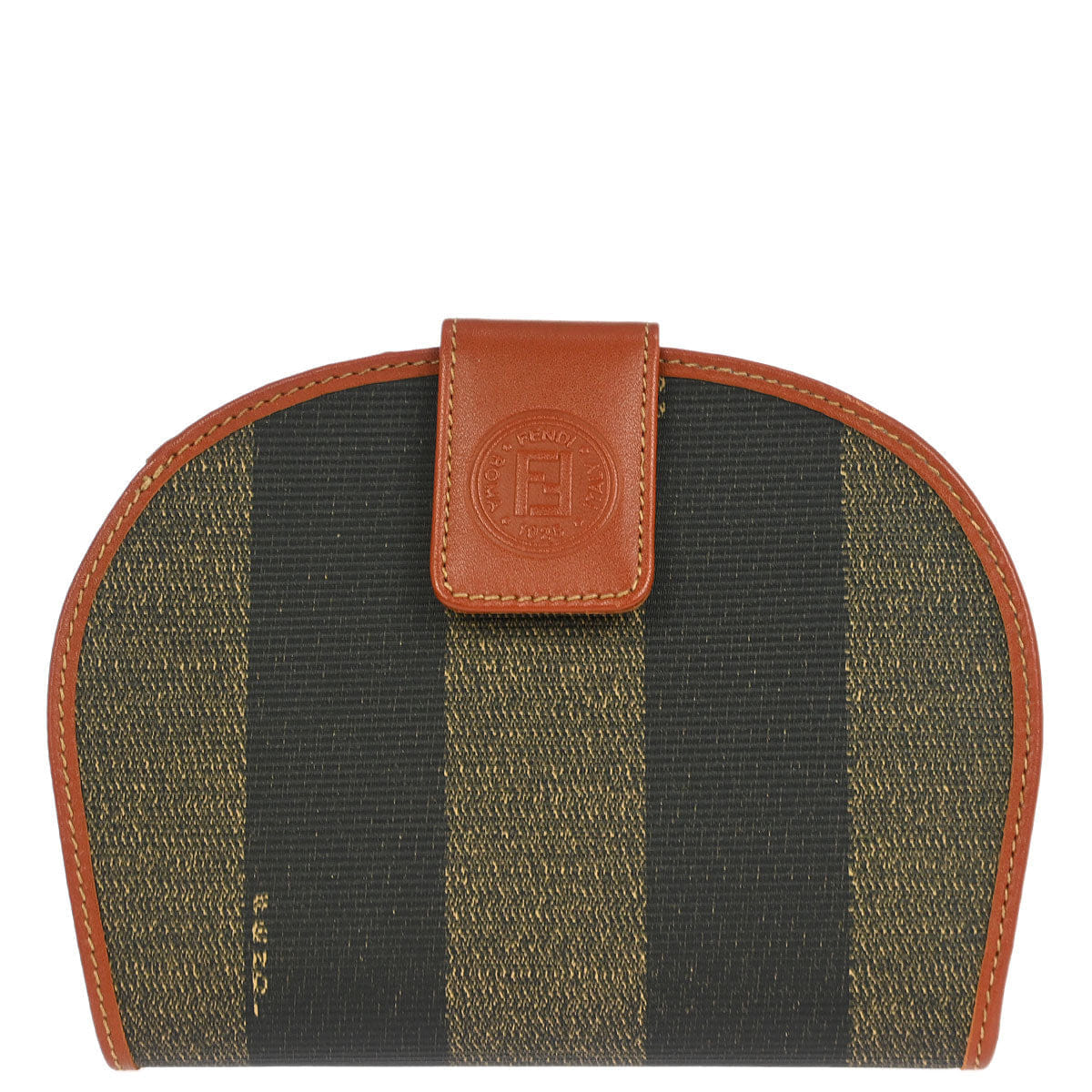 Fendi Black Brown Pequin Wallet Purse
