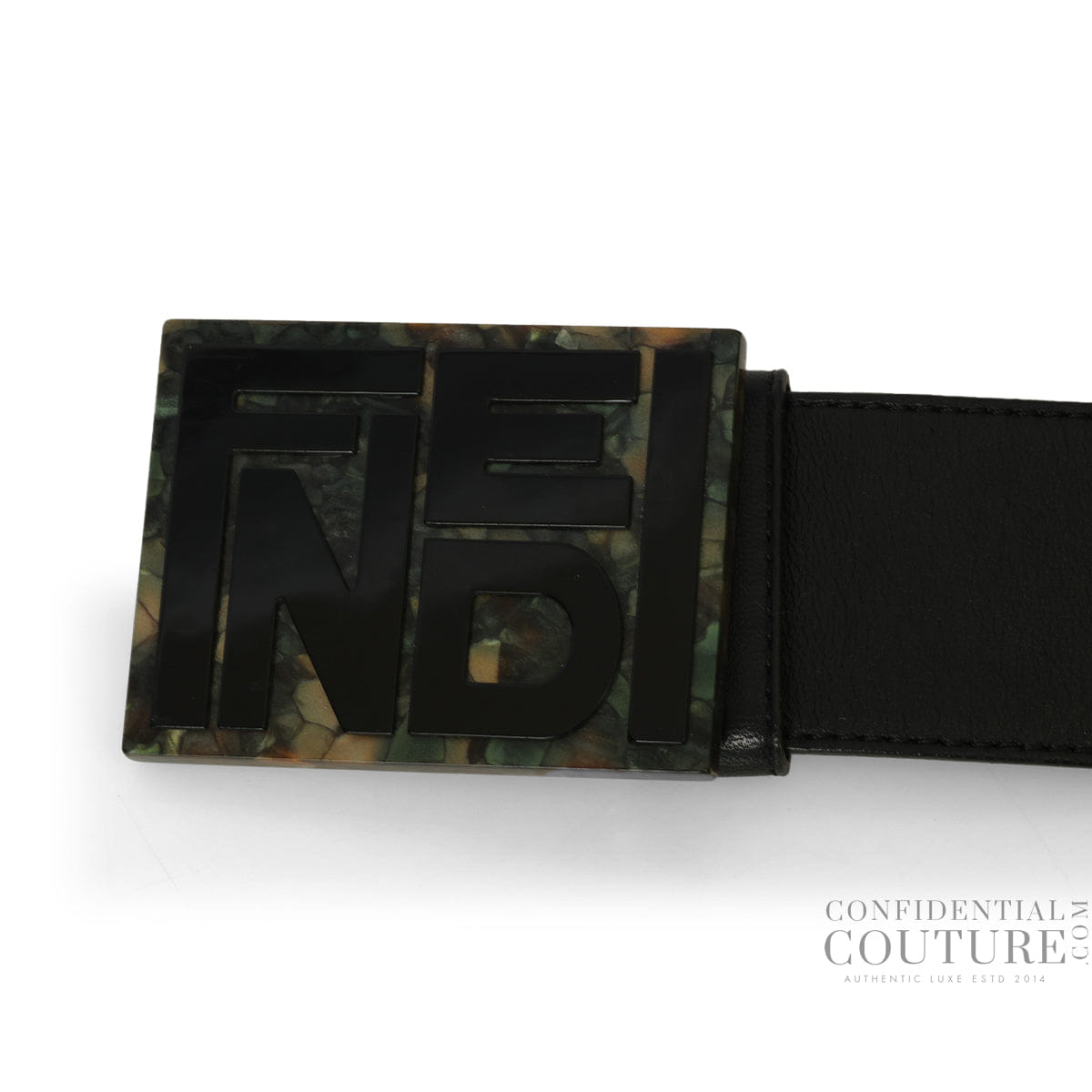 Fendi Black Leather Buckle Belt 36"