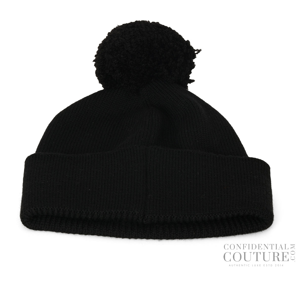 Fendi Black Pompon 100% Fleece Wool Beanie - 210x 240 mm