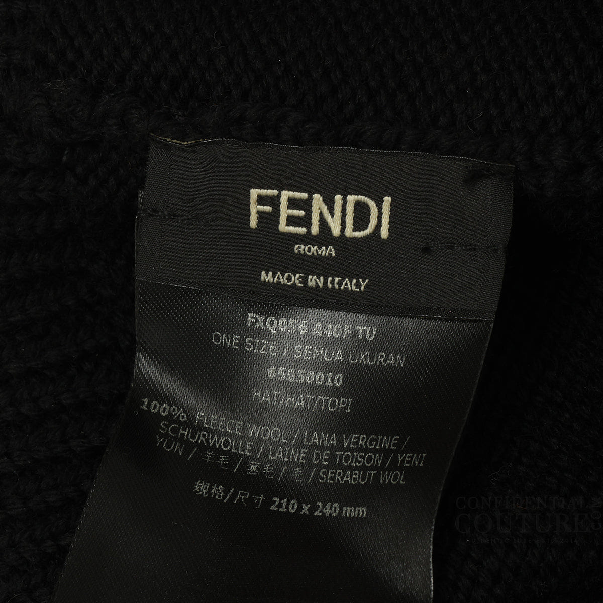 Fendi Black Pompon 100% Fleece Wool Beanie - 210x 240 mm