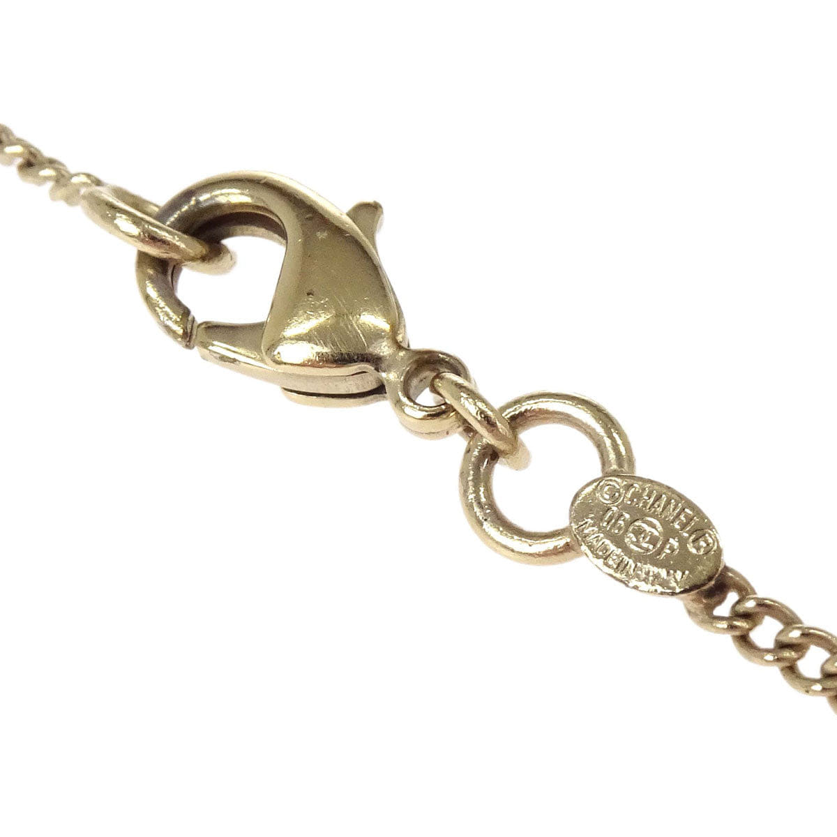 Chanel Costume Pearl Gold Chain CC Pendant Necklace 06P
