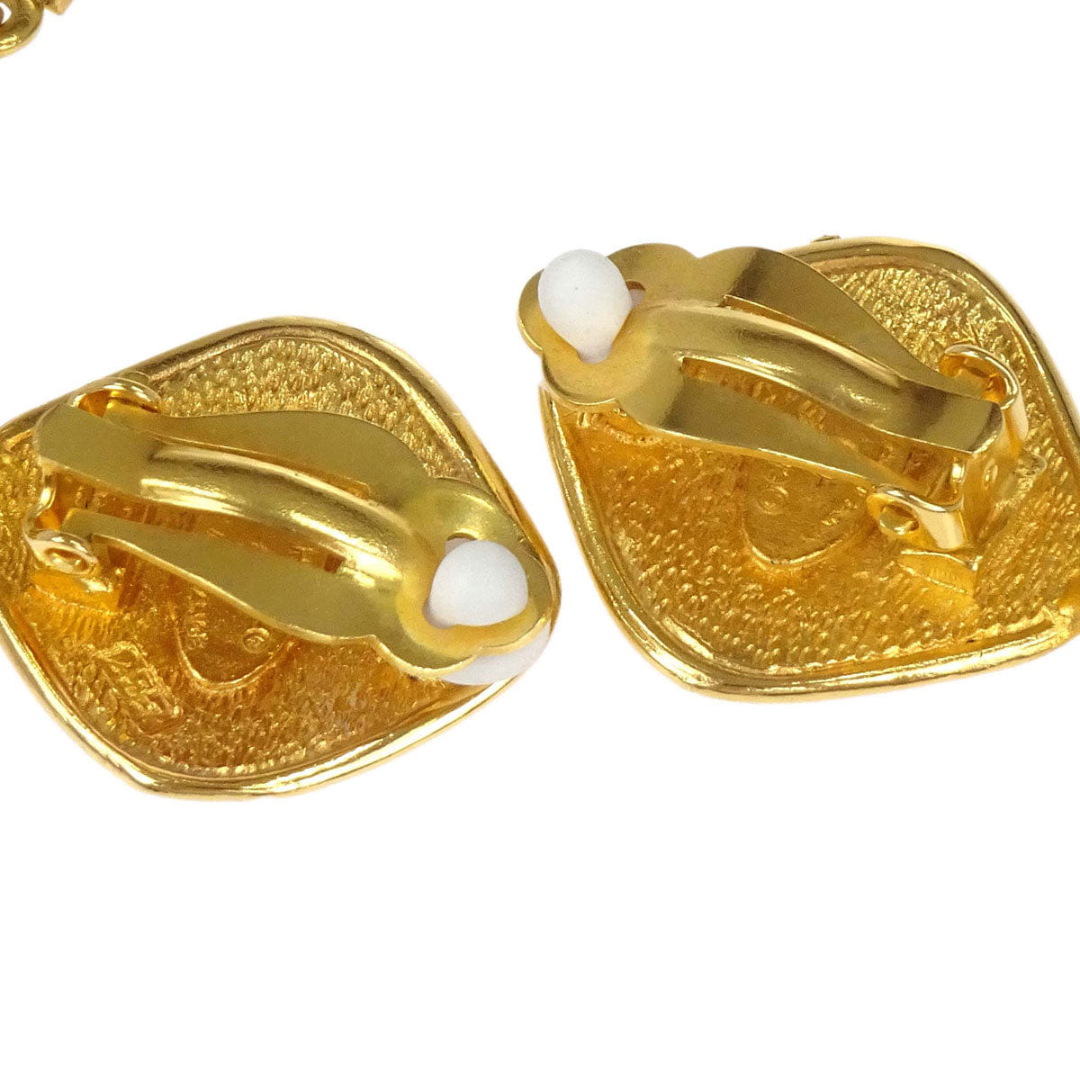 Chanel Gold Rhombus Fringe Dangle Clip - On Earrings