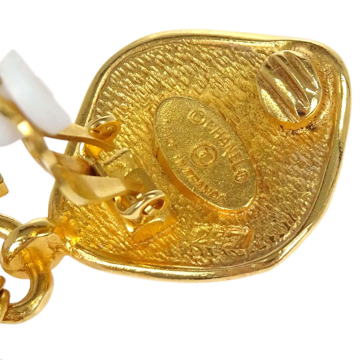 Chanel Gold Rhombus Fringe Dangle Clip - On Earrings