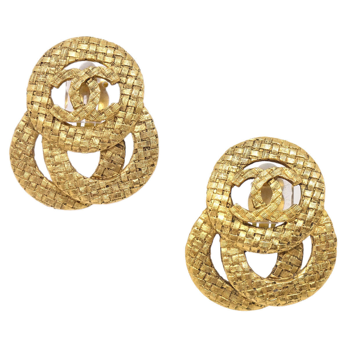 Chanel Woven CC Clip - On Earrings Gold 2848
