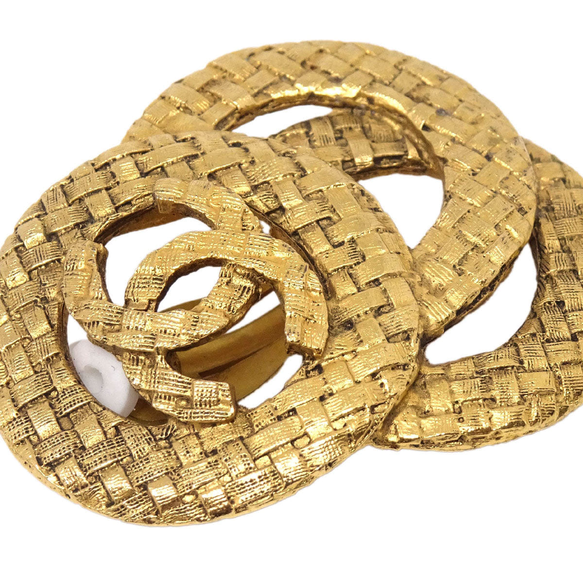 Chanel Woven CC Clip - On Earrings Gold 2848