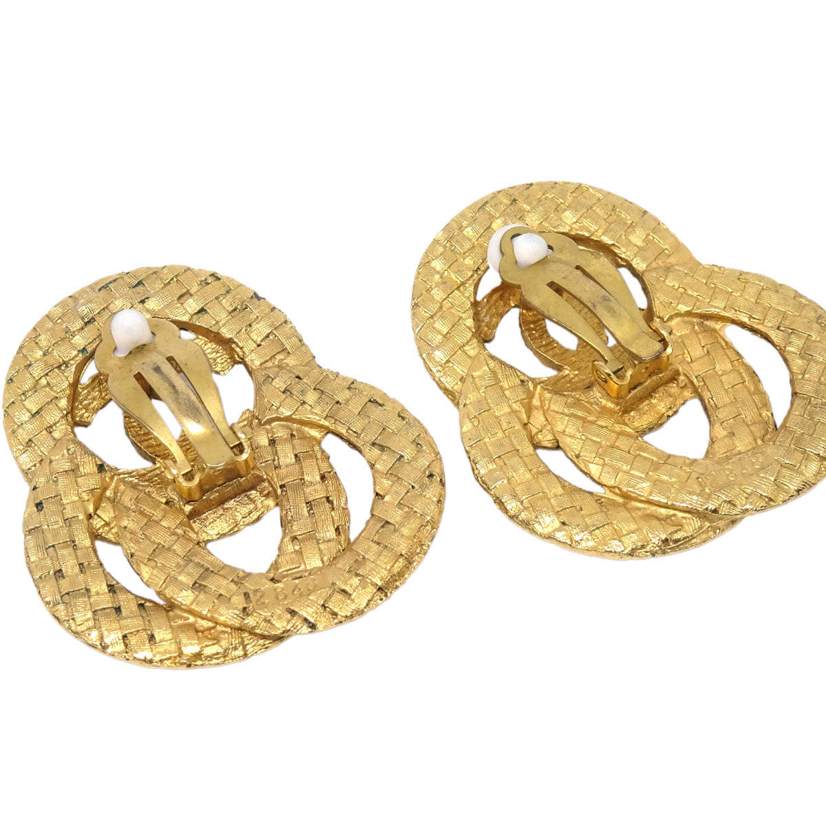 Chanel Woven CC Clip - On Earrings Gold 2848