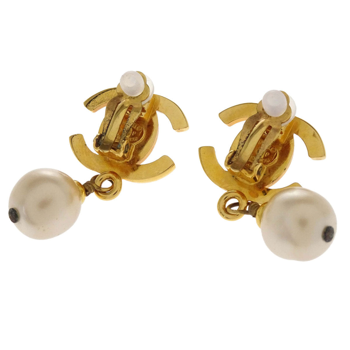 Chanel Turnlock Small Costume Pearl Dangle Clip - On Earrings 97P